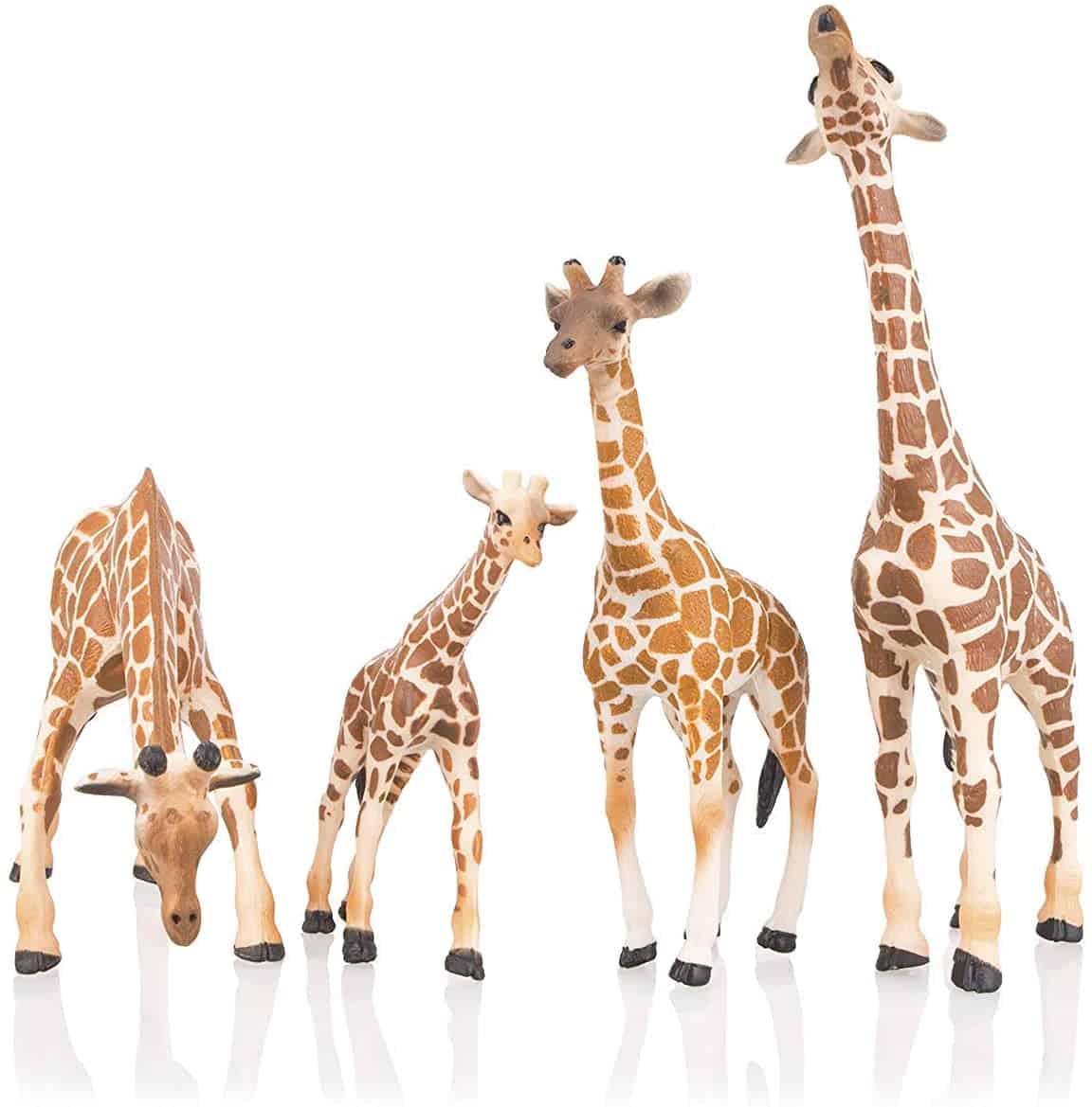 TOYMANY 4 Piece Realistic Giraffe Figures