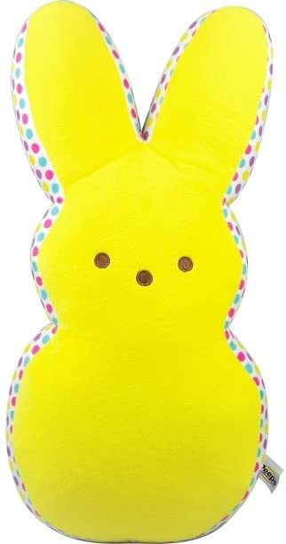 Peeps Bunny 17 Inch Plush Stuffed Animal Easter Decoration - Yellow Polka Dots