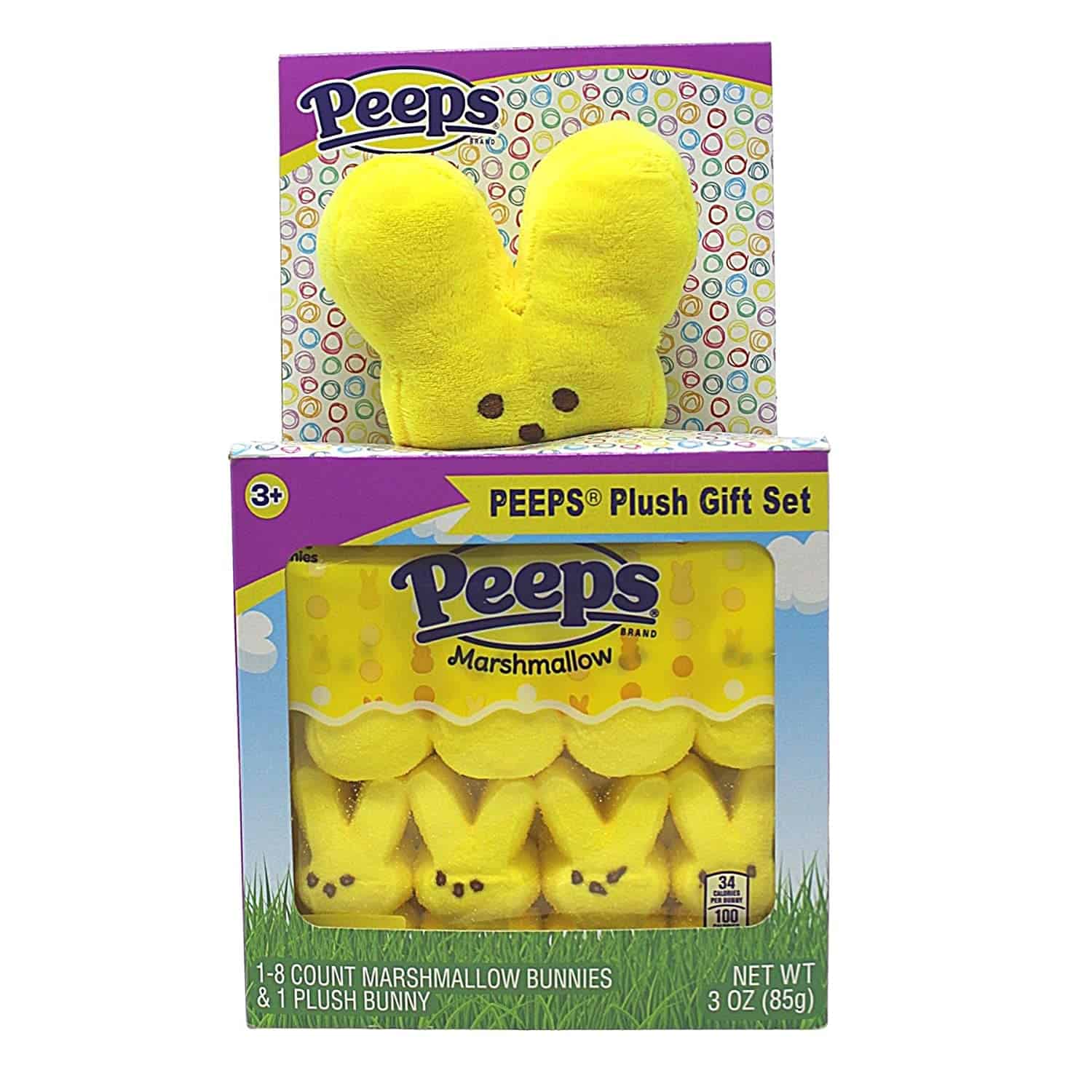 Peeps Yellow Plush Bunny with Peeps Yellow Marshmallow Candy Bunnies Gift Set