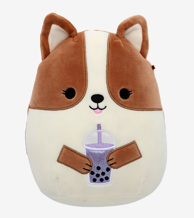 regina, the corgi with boba tea squishmallow