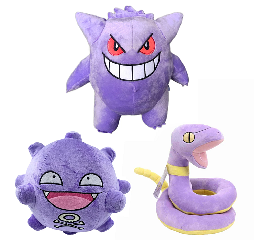 Funning 3 Pack Pokemon Plushes - Gengar, Ekans, Koffing Plush Toy, Pokemon Stuffed Animal Toy