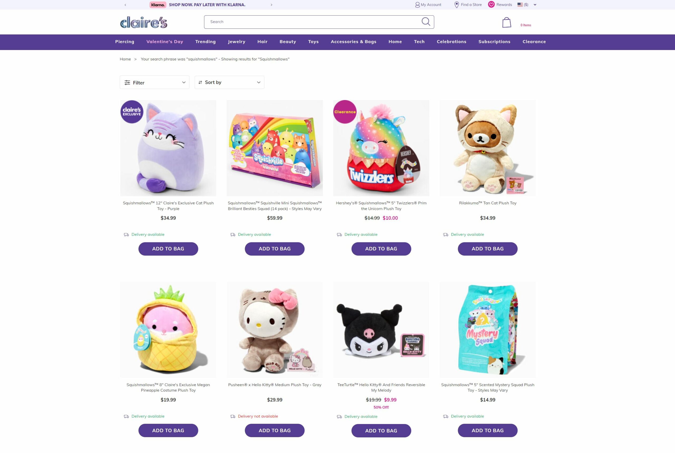 Claire's Where to Buy Squishmallows Online