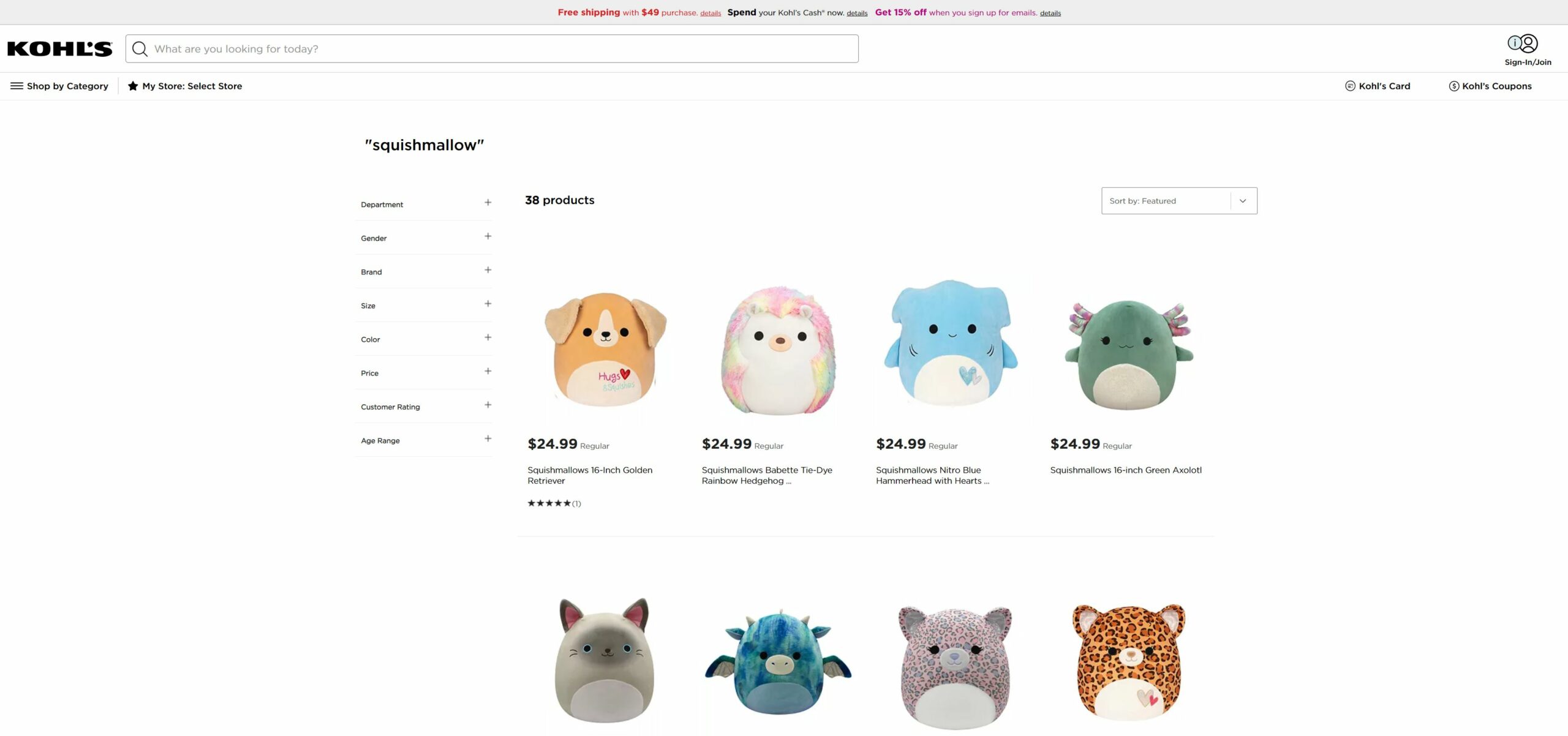 Kohl's Where to Buy Squishmallows Online